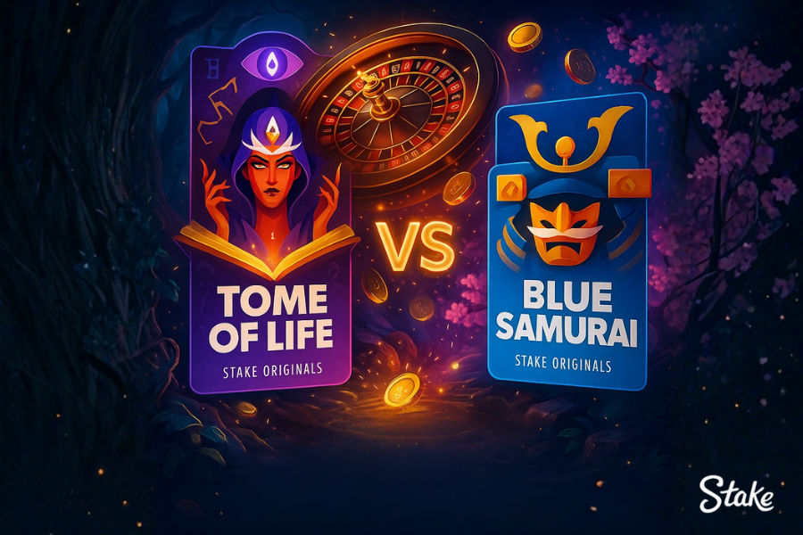 blue samurai and tome of life stake originals on the stake casino